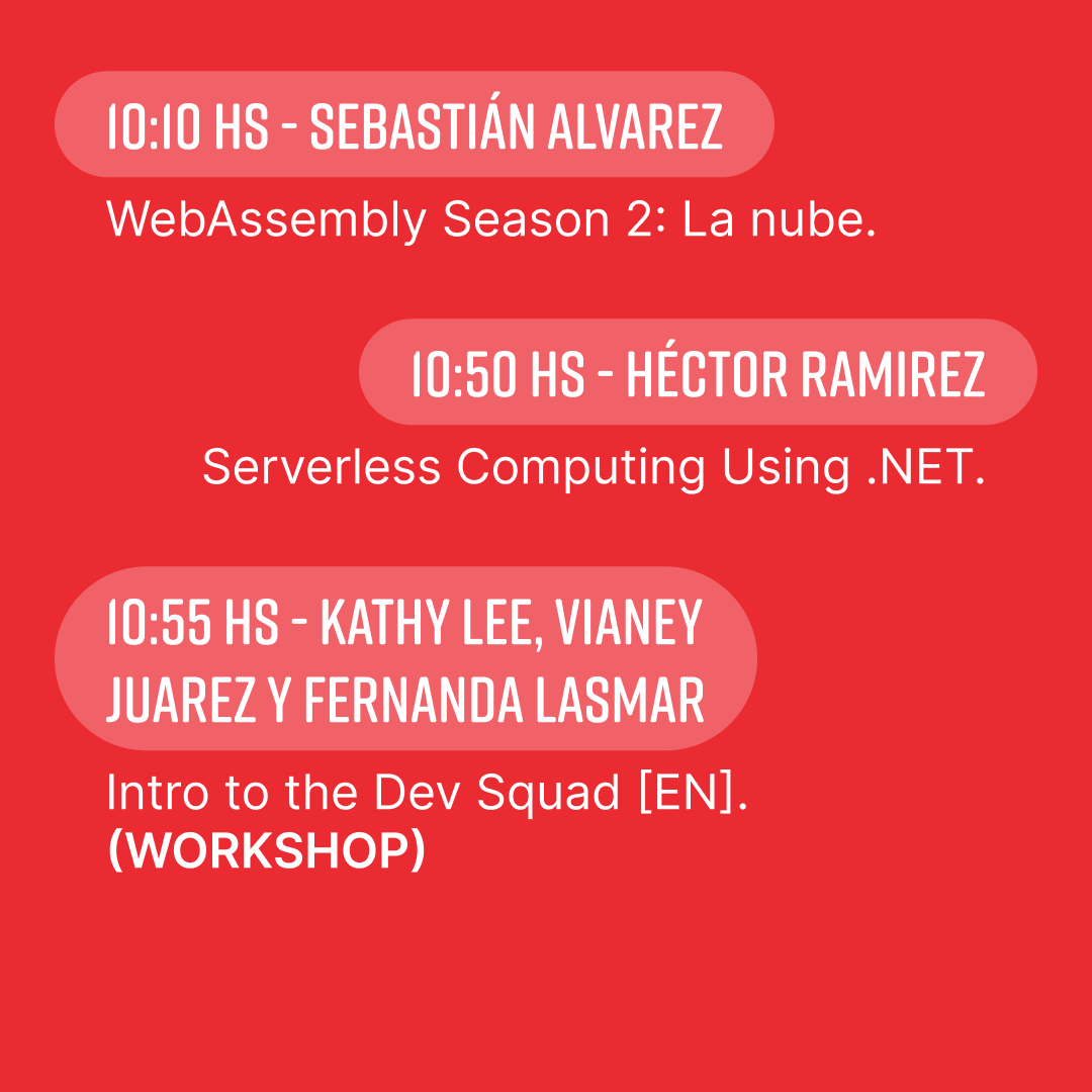 nerdearla's tweet photo. 📆 Día 2 de #nerdearla 🔥
👀 Mirá todas las charlas y workshops que se vienen en solo unos minutitos en el #trackDEV 🧑💻 🙌

Accede desde 📲 https://t.co/34vefB8lUA

#dev #developer #api #containers #frontend #react #typescript #nodejs https://t.co/JPW2Nhn7Rj