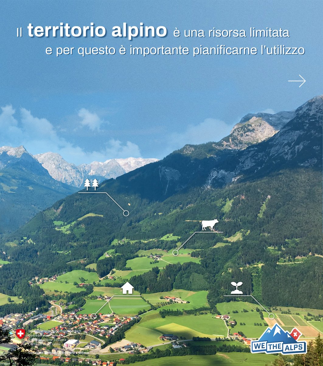 consolesvizzIT's tweet photo. Lo spazio alpino è una risorsa limitata soggetta a molteplici utilizzi. Per questo necessita di una pianificazione territoriale #coordinata e #sostenibile.
#WeTheAlps @alpconv @UVEK https://t.co/UpqB0zle9B