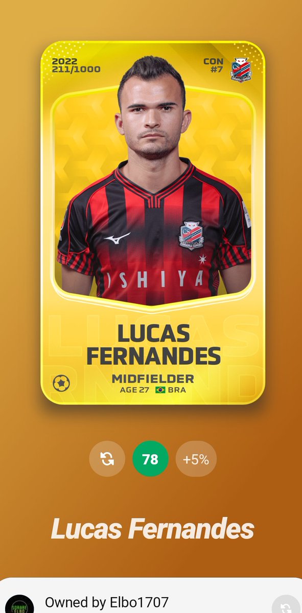 🤩🤩 Giveaway 🤩🤩

Going to give this J-League beast away to one lucky winner! 😳

All you have to do is ; 

Follow <a href="/ElboSorare/">SorareElbo</a> 👍
Like this tweet ❤️

200 likes and I will announce the winner. 😁 

I'll message you so I can send your Lucas Fernandes 🇧🇷⚽

#sorare #soraregiveaway
