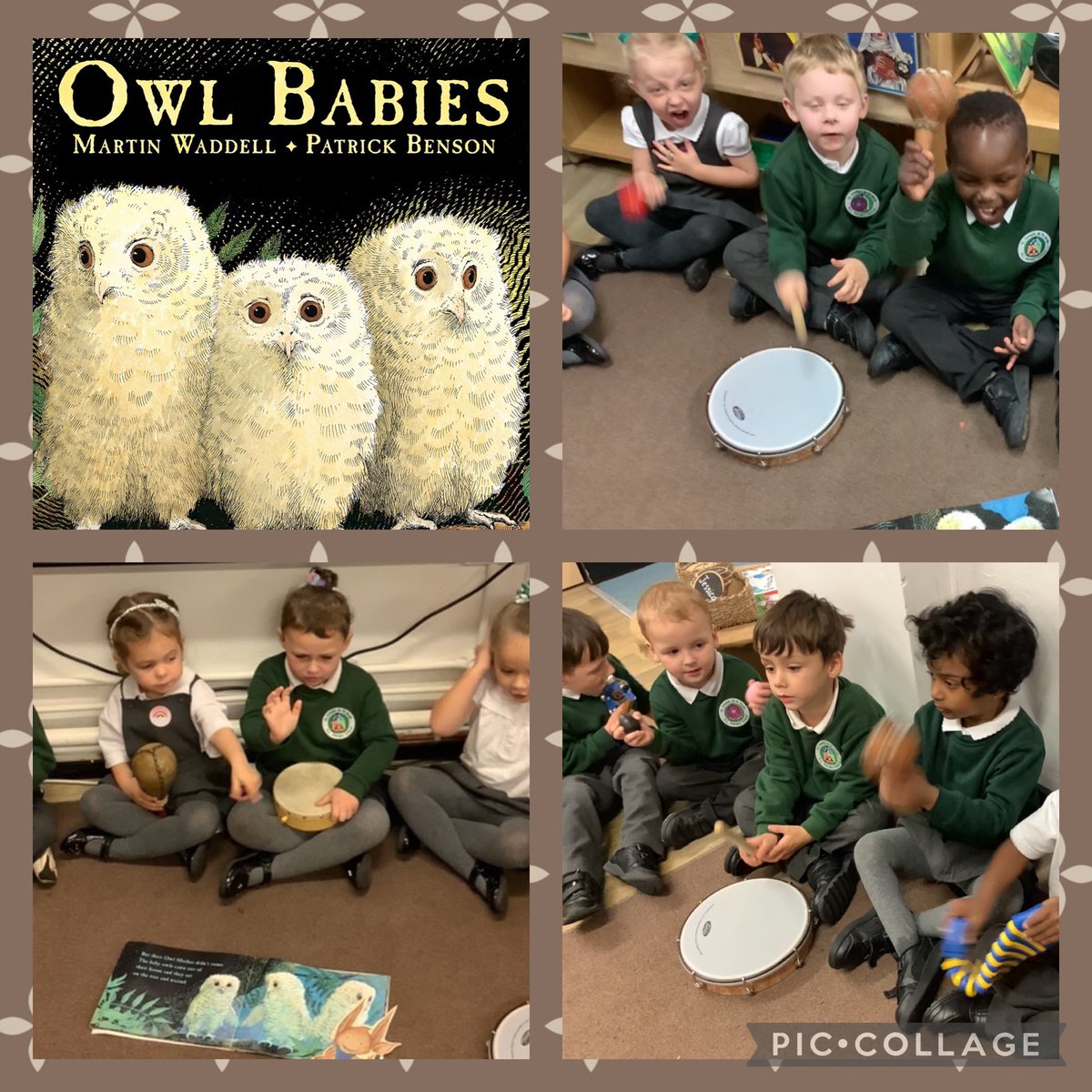 mrspEYFS's tweet image. During phonics Nursery used different musical instruments to match parts of the story Owl Babies 🦉🥁 #EYFSPhonics @sjsbMrsEllison @StJosephStBede