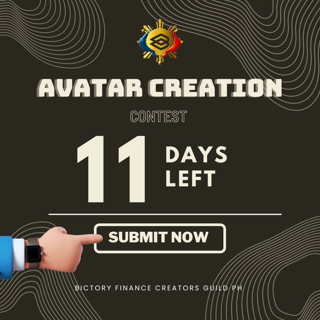 🚨 Avatar Creation Contest🚨

Few Days left before the deadline. Don't miss the chance!

🔗 Check here to follow;
x.com/BFCreatorsGuil…

<a href="/Bictory_finance/">Bictory Finance</a> @Bictory_nft <a href="/BFCreatorsGuild/">Bictory Finance Creators Guild PH</a>