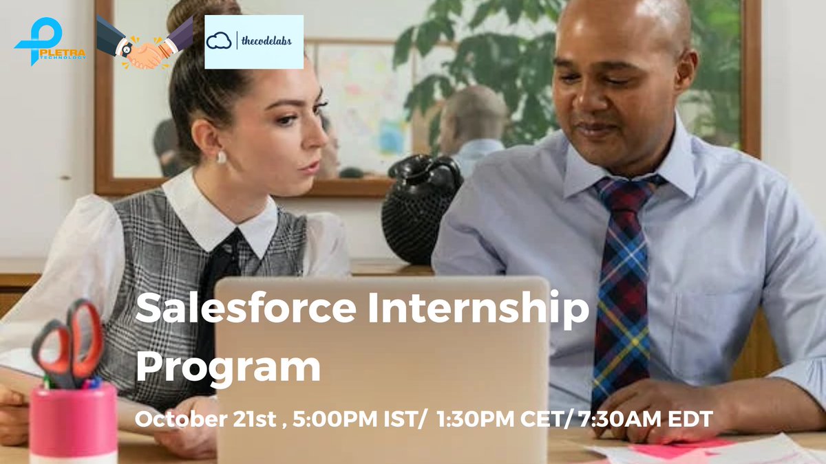 Pletratech1's tweet image. PletraTech proud to collaborate with theCodeLabs to launch an internship program for energetic and talented candidates (2020 pass out onwards Candidates) in partnership with theCodeLabs.

Register here to attend this session bit.ly/3dPk8Vw

#pletra #sfdctraining
