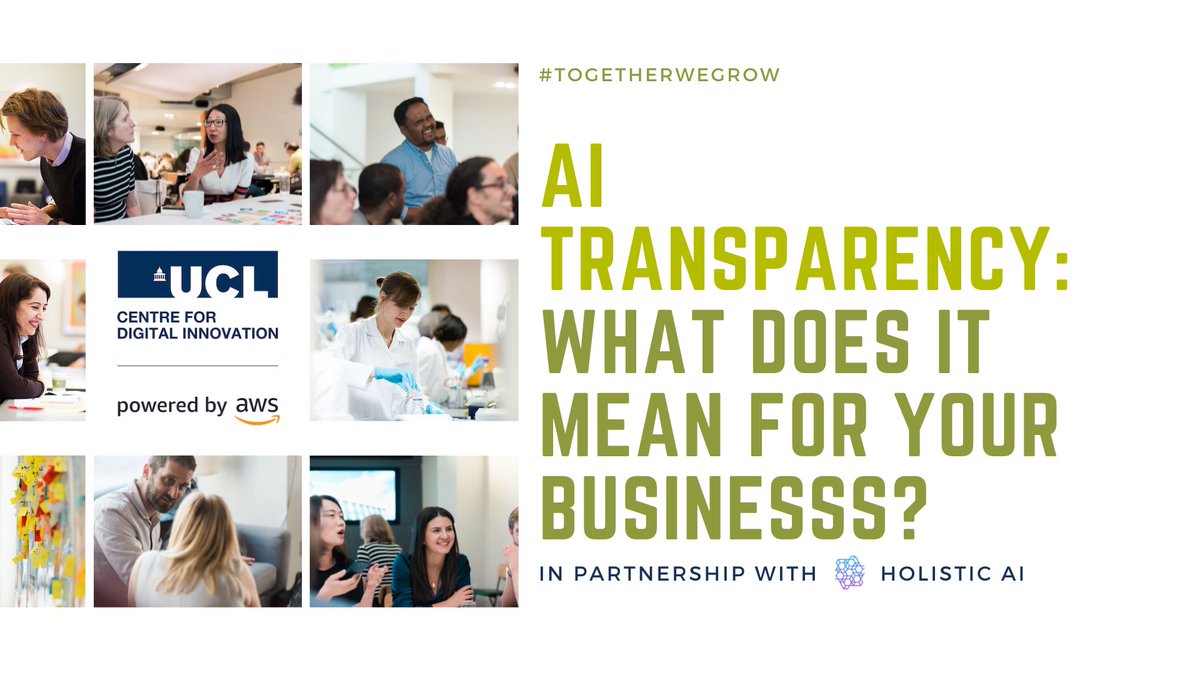UCL_CDI's tweet photo. 📢This fall semester, we're launching a new series of fireside chats in collaboration with @holistic_ai on the best responsible digital innovation practices 🚀

Join us on 16 Nov &amp; find out how AI Transparency can be a means to an end of building trust ⬇️ 
https://t.co/pPwA0JwR2P https://t.co/Y77i5ziILS