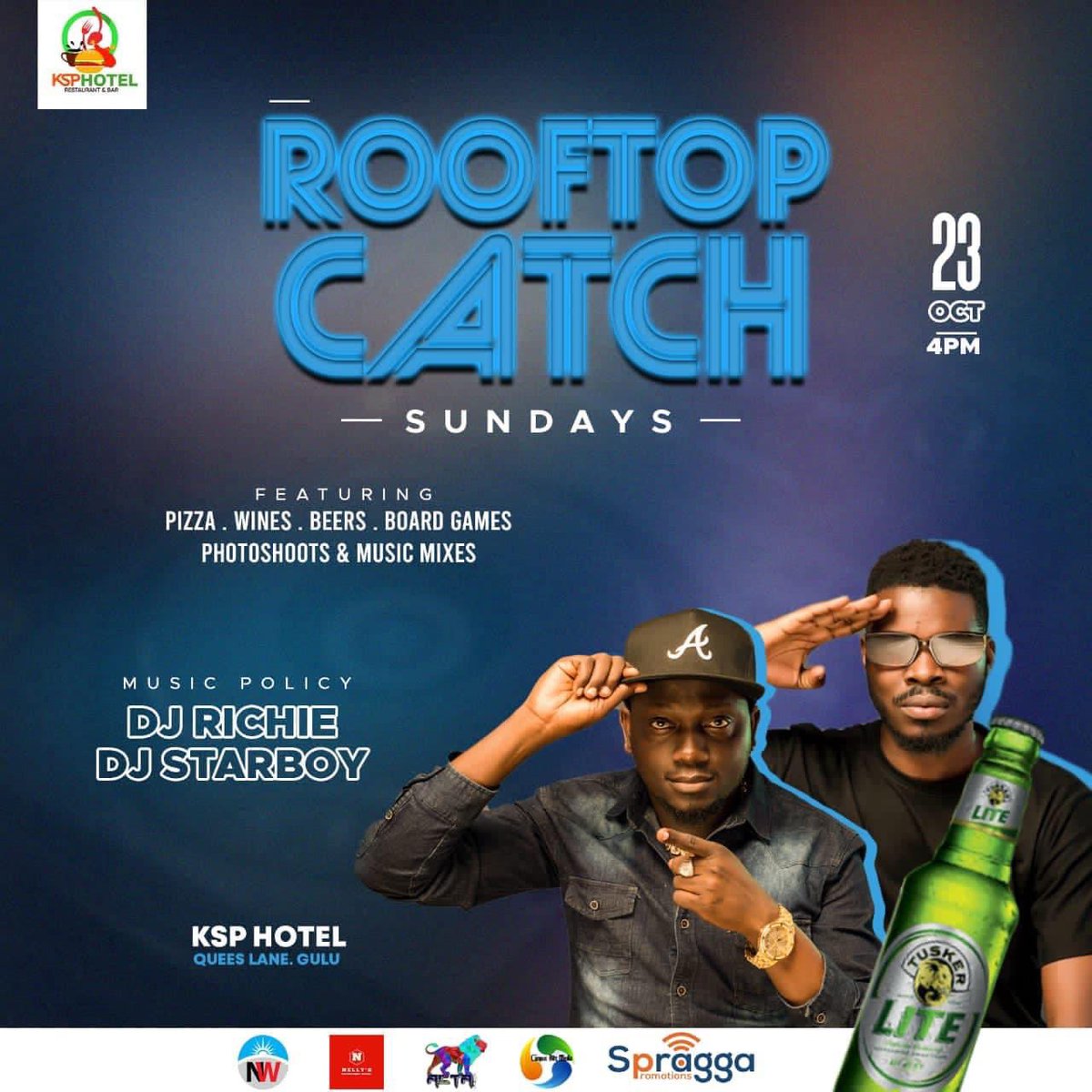 Spraggapromo's tweet photo. This SunDay @KSPHOTELGULU We Are Having A Bucket Of @tuskerlite256 4Bottles At 15K ..Ofcourse With Nice Music From DJ RICHIE &amp; DJ STARBOY 🔥..Lets Catchup For A Vibe

#RooftopCatch
#SpraggaPromotions https://t.co/lbQIQDbNaf