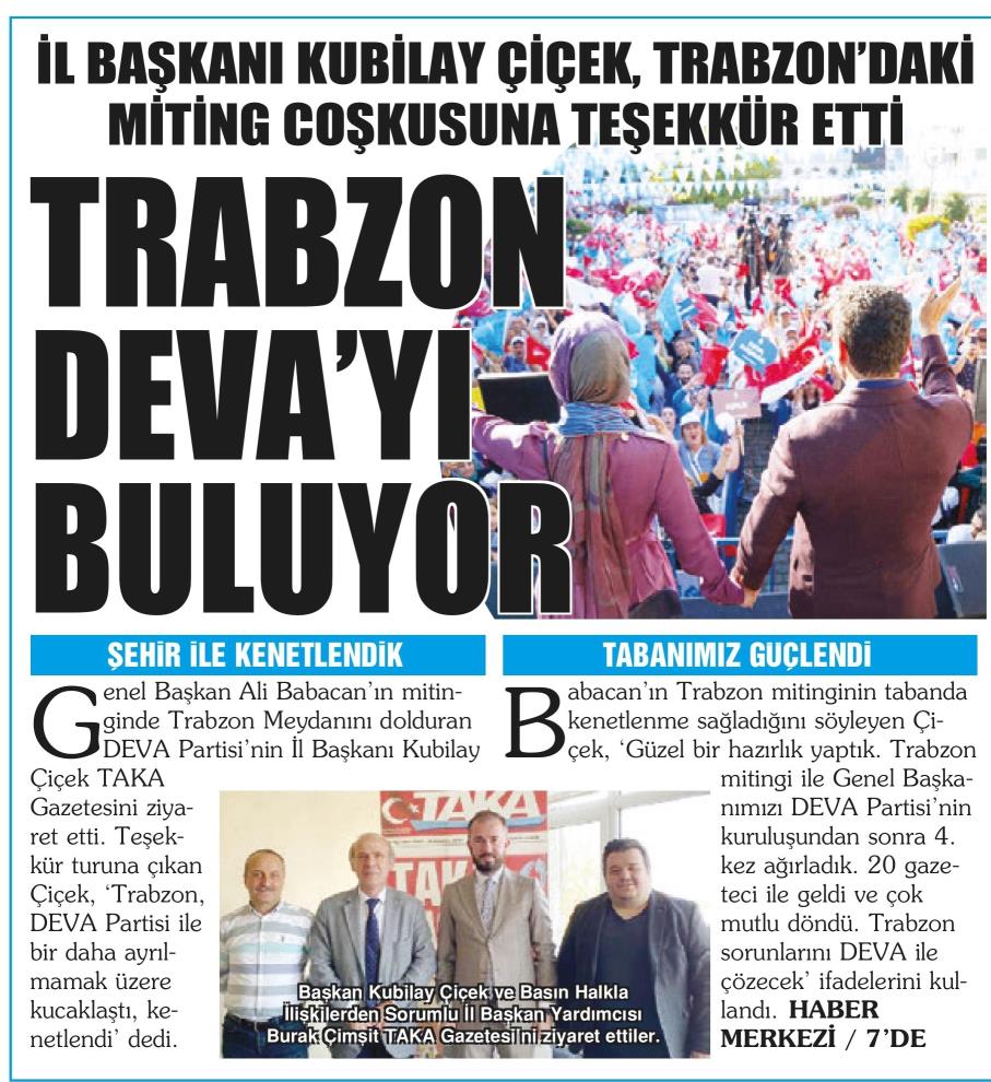 Basına teşekkür ziyaretlerimizde duyduklarımız bizi ziyadesiyle mutlu etti. Teşekkürler <a href="/TakaGazetesi/">Taka Gazetesi</a>