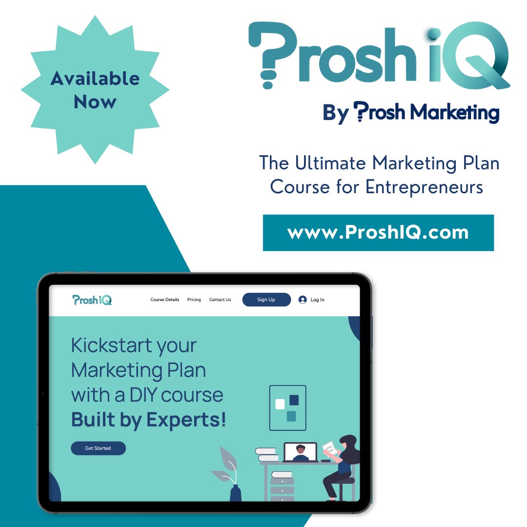 We are proud to announce the launch of our DIY #marketing plan course, ProshIQ! This course is designed to help #entrepreneurs and #startups develop their marketing plans through self-guided learning modules created by seasoned CMOs. Sign up today at ProshIQ.com