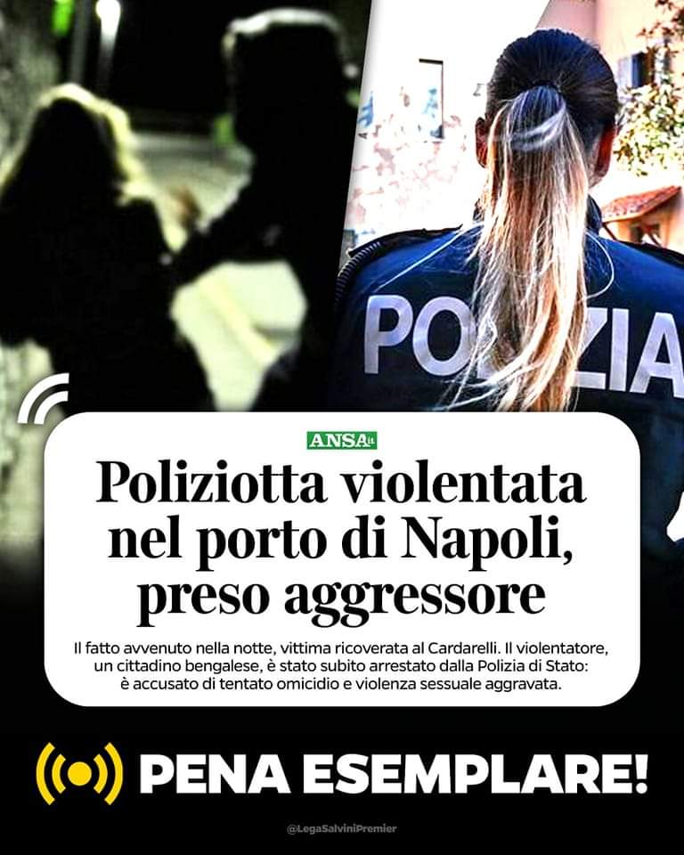 AlessioColzani's tweet photo. ‼️ #IMMIGRATO PICCHIA E #STUPRA UNA #POLIZIOTTA A NAPOLI. #SALVINI: "PENA ESEMPLARE!"
@matteosalvinimi: "Chi violenta una donna o un bambino, deve essere messo in condizione di non farlo più, per il resto dei suoi giorni". https://t.co/7TbiUOMAg5