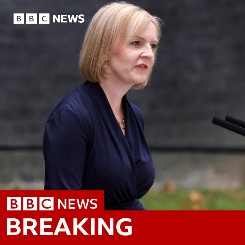BBCNews's tweet photo. Labour leader Keir Starmer demands a general election "now" after Liz Truss announces her resignation as prime minister