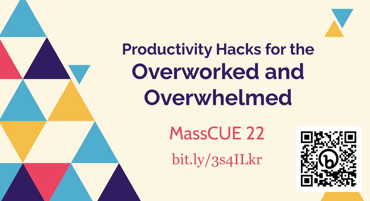 Schmidjon's tweet image. Loving #MassCUE this fall! Here are my slides/resources from my session yesterday - “Productivity Hacks for the Overworked and Overwhelmed” tech.savvyteachers.com/2022/10/19/pro…