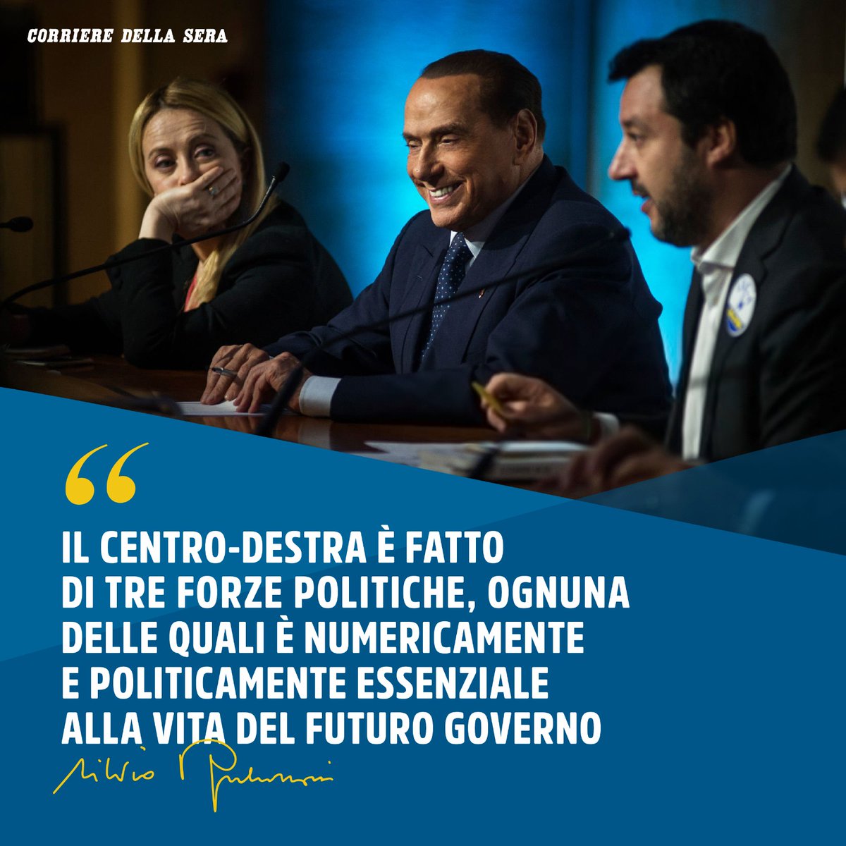 Il centro-destra è fatto di tre forze politiche, ognuna delle quali è numericamente e politicamente essenziale alla vita del futuro governo.