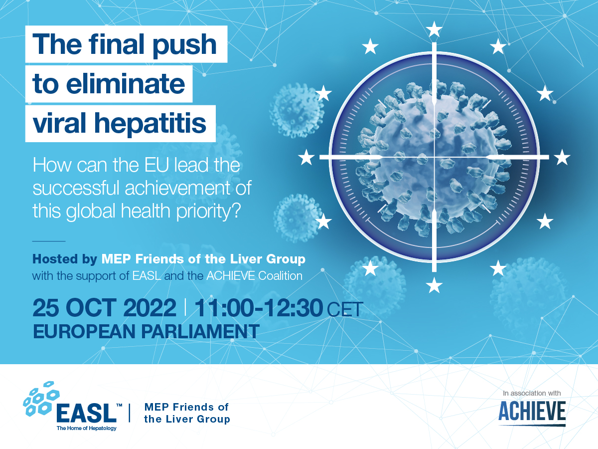 📣 The new @WHO Global Health Strategy Against Viral #Hepatitis reaffirms the 2030 elimination targets 🚨Join us on 25 October (11-12:30 CET) at @Europarl_EN to learn how the EU can support Member States achieve the final push to #EndHep Register here👉bit.ly/3UPvDwQ