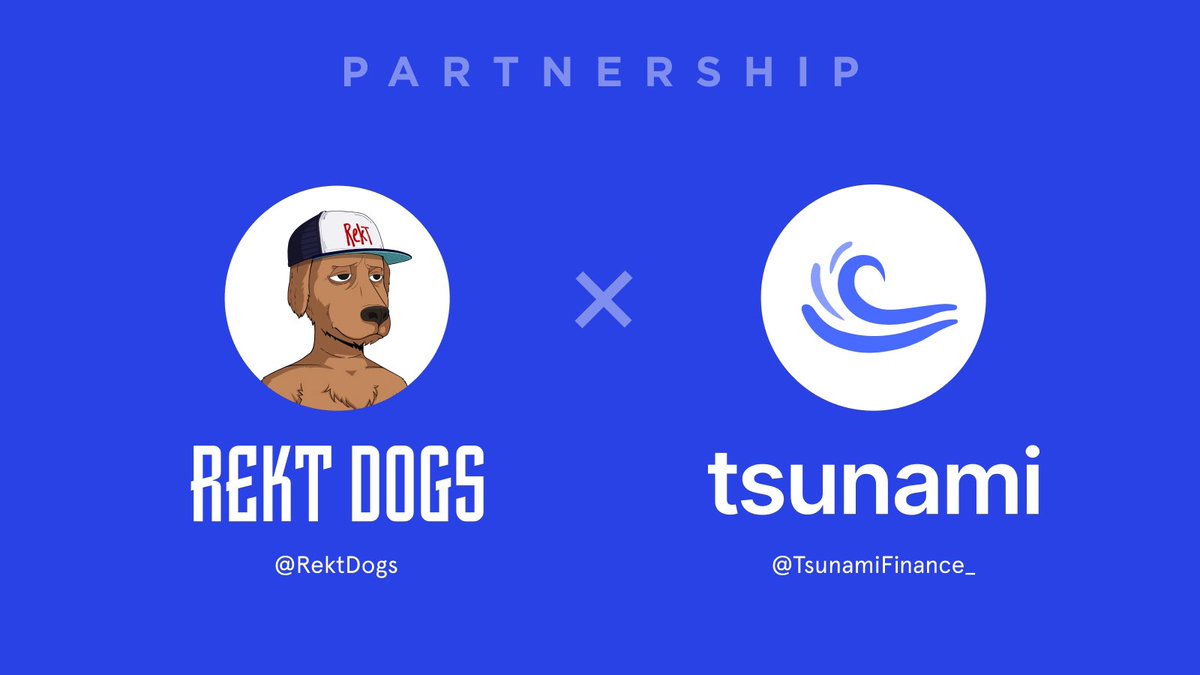 Rekt Dogs (@rektdogs) on Twitter photo Excited to announce our partnership with <a href="/TsunamiFinance_/">TsunamiX 🌊</a> 🥳
Rekt Dogs NFT holders will enjoy:
❤️Discounted trading fees
❤️Boosted referral reward
❤️More to come Excited to announce our partnership with <a href="/TsunamiFinance_/">TsunamiX 🌊</a> 🥳
Rekt Dogs NFT holders will enjoy:
❤️Discounted trading fees
❤️Boosted referral reward
❤️More to come