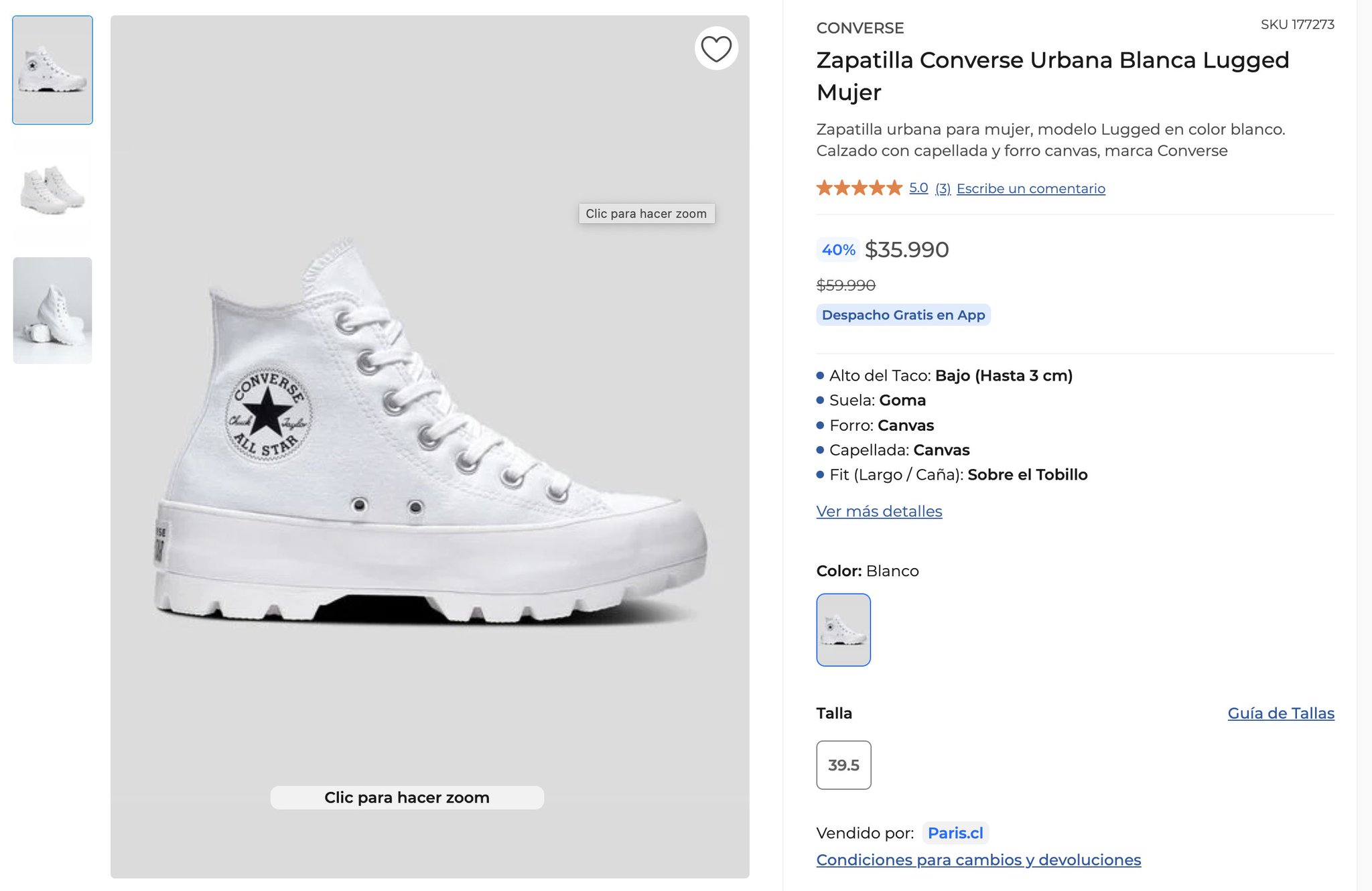 Converse blancas 39.5 2025