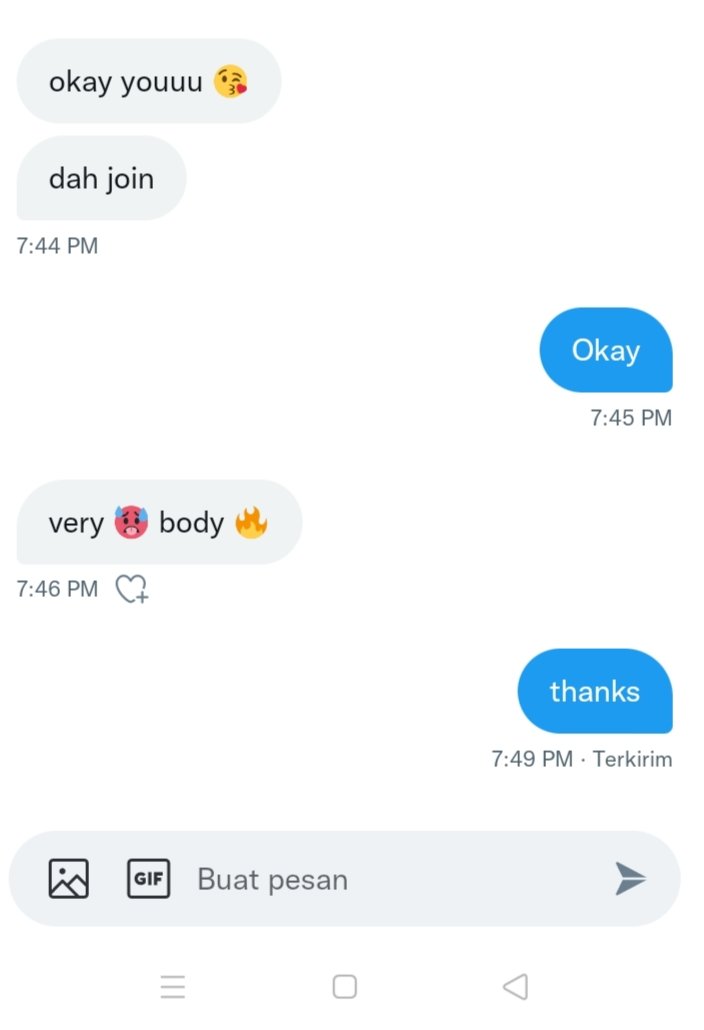 thanks..💋💋
nak join group tele private dm je.💋💋