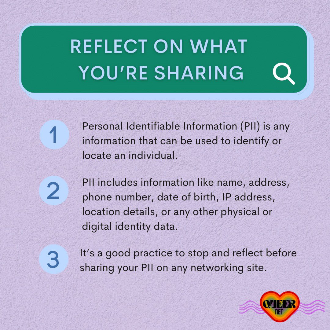 povmumbai's tweet photo. Queer folks,

🔎How do you manage your #privacy?
🔎Is your #password strong enough?
🔎What is multi-factor authentication and why does it matter?

QueerNet has got all the answers.

Read the document: https://t.co/DKVUVGGE9T

#socialmediasecurity #queer #digitalsafety https://t.co/vgdmGEnXbx