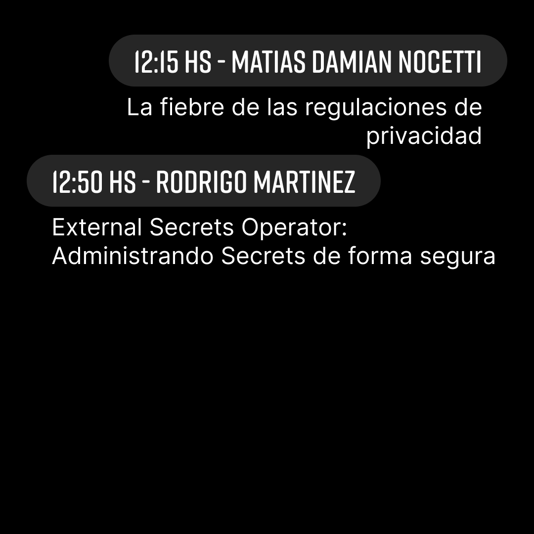 nerdearla's tweet photo. 📆 Día 2 de #nerdearla 🔥
👀 Mirá todas las charlas que se vienen en el #trackSEC a partir de las 10:25 hs🇦🇷🔒
Accede desde 📲 https://t.co/34vefB8lUA
#security #scanning #mobile #sec #workshops https://t.co/gpHpTZXikW