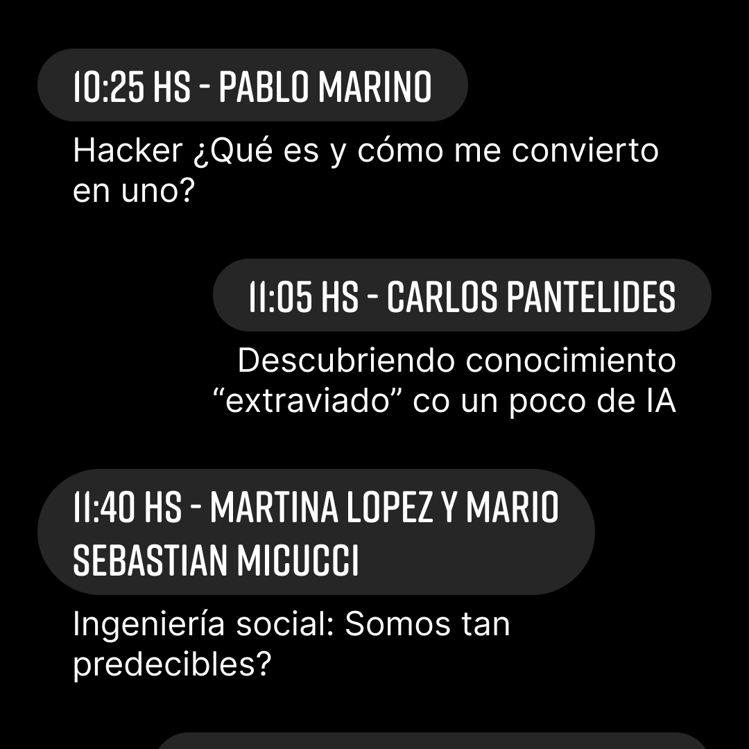 nerdearla's tweet photo. 📆 Día 2 de #nerdearla 🔥
👀 Mirá todas las charlas que se vienen en el #trackSEC a partir de las 10:25 hs🇦🇷🔒
Accede desde 📲 https://t.co/34vefB8lUA
#security #scanning #mobile #sec #workshops https://t.co/gpHpTZXikW