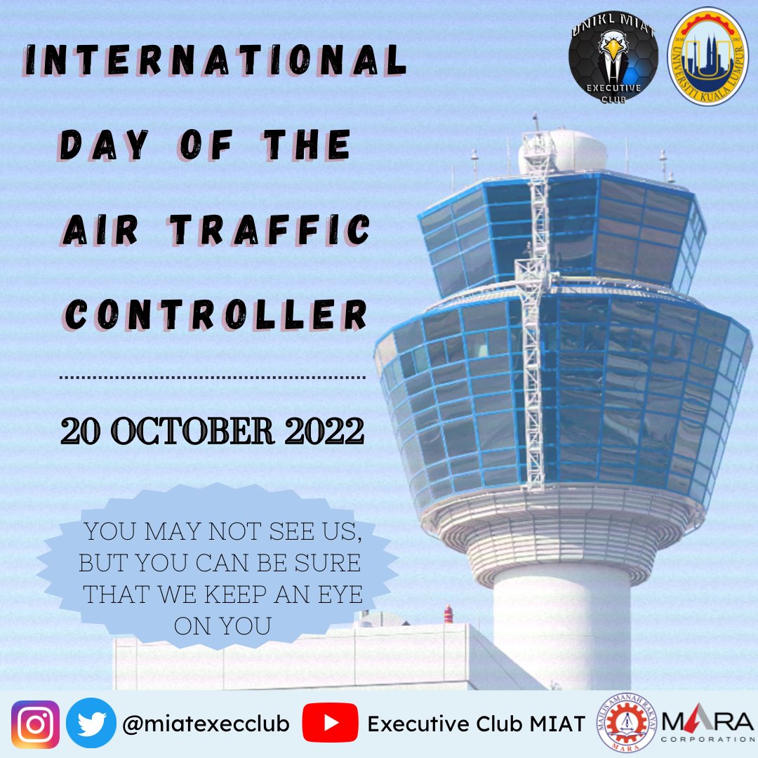 miatexecclub's tweet photo. ✈️ Happy International Day of Air Traffic Controller ✈️

✈️ Let's thank those who work tirelessly to maintain aviation as the safest source of transportation. ✈️

𝑩𝒆𝒔𝒕 𝑹𝒆𝒈𝒂𝒓𝒅𝒔,
𝑴𝑰𝑨𝑻 𝑬𝑿𝑬𝑪𝑼𝑻𝑰𝑽𝑬 𝑪𝑳𝑼𝑩 𝟐𝟎𝟐𝟏/𝟐𝟎𝟐𝟐 ✨ https://t.co/mxG6S0XsF2
