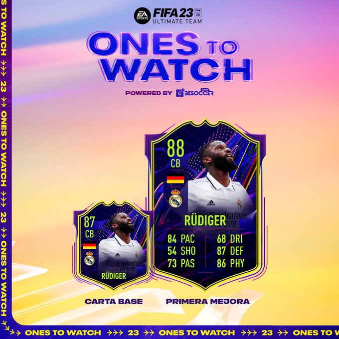 FifaInfoEsp's tweet photo. 🇩🇪 Rüdiger 87 ➡️ 88 tras conseguir las tres victorias #FIFA23 
📸 @BeSoccerTeam https://t.co/yztd9BICj8