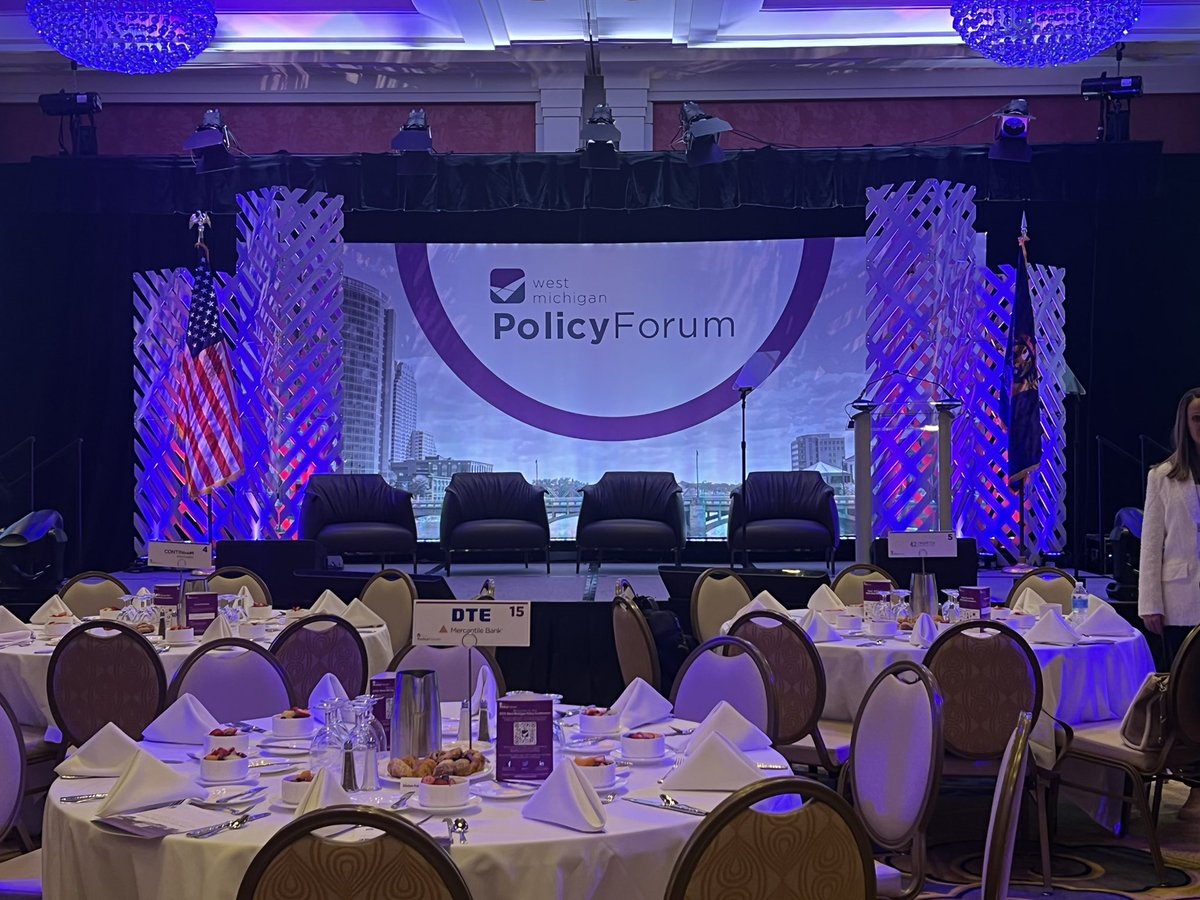Thrilled to be part of todays <a href="/WMPF/">West MI Policy Forum</a> discussion, and to be back in Grand Rapids 💙 looking forward to a full morning, lots of networking &amp; hearing trends and projections from business leaders and policy makers across the state.