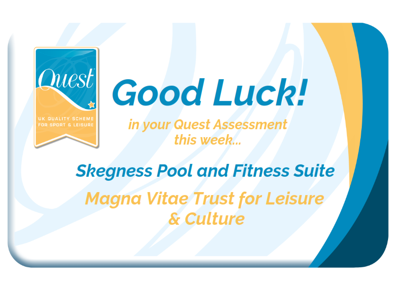 QuestInLeisure's tweet photo. Good luck with your assessment!!
We are on site today at Skegness Pool and Fitness Suite - @MagnaVitae Trust for Leisure &amp; Culture to complete their Quest Assessment!
#Quest #QuestInLeisure #QuestAssessment #MagnaVitae https://t.co/2bEApuDwp5