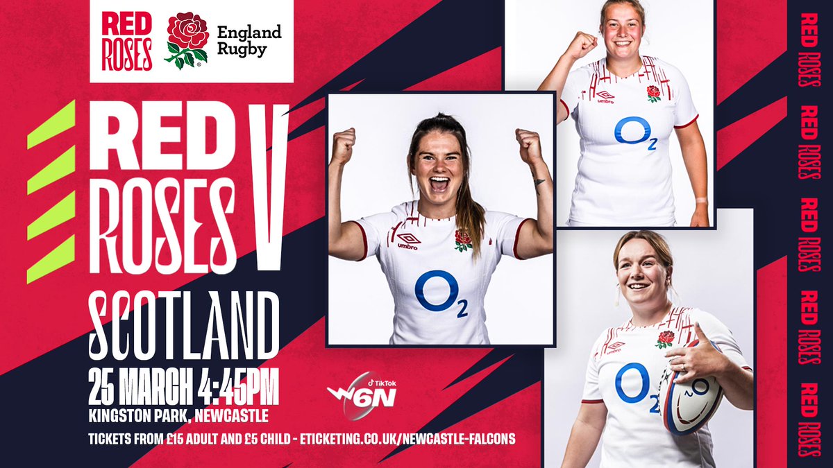 🤩 Be part of history and join us as the #RedRoses head to Kingston Park for the first time ever in March! 🎟️ Tickets are on sale for their @Womens6Nations fixture against Scotland now: bit.ly/Red-Roses-Fixt…