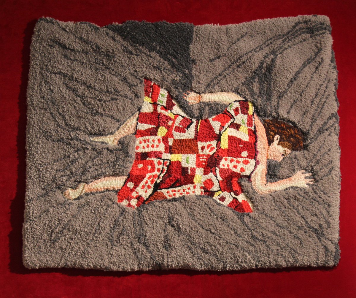 #ArtoftheDay: Fiberarts Guild of Pittsburgh Membership Exhibition
"Stuck" by Kirsten Ervin (Punch Embroidery on Rug Tufted Background-On Velvet, $800) is currently on view in our gallery