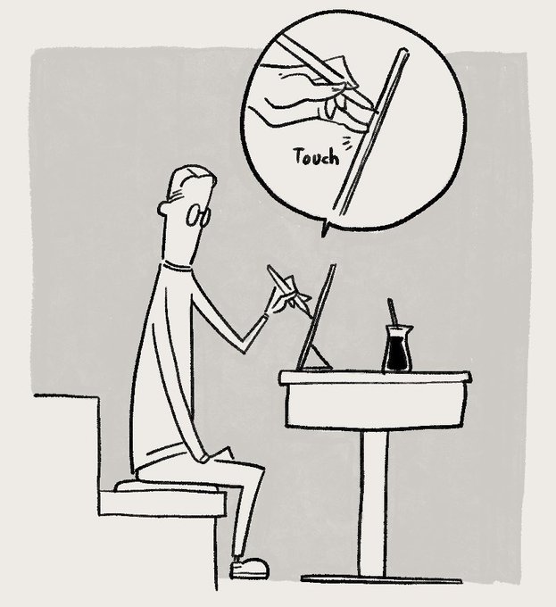 お絵描きの楽しさ思い出したくて久々にイーゼルチックな角度とペンの持ち方で描いたけど楽しかった…なんか線描いてる!って感じだった。 