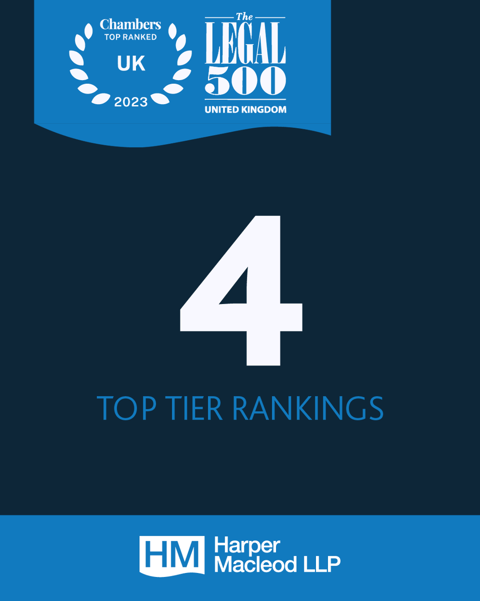 HarperMacleod's tweet photo. We’re proud to be recognised in another successful #ChambersUK and #Legal500 rankings. Thank you to our clients and colleagues🎉

⭐ 4 Top Tier rankings 
⭐ 42 specialist areas
⭐ 173 lawyer rankings &amp; recommendations https://t.co/NnNZcemMSe
