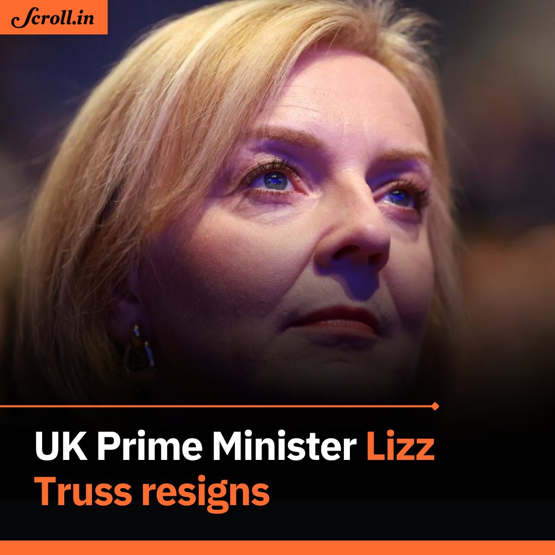 scroll_in's tweet photo. British Prime Minister #LizTruss announced her resignation on Thursday amid criticism of her handling of the country’s economy.
Read more: https://t.co/gSAcRFWNKB
#truss #britishprimeminister #uk #inflation #TrussOutNow https://t.co/NbfSB0INmY