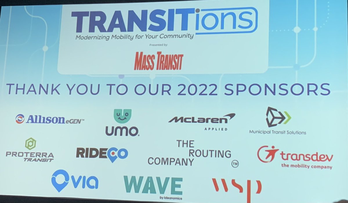Here we go! Thank you to our conference attendees and sponsors of Mass Transit’s TRANSITions Conference!  ⁦<a href="/MassTransitmag/">Mass Transit magazine</a>⁩ #Transitionsconference