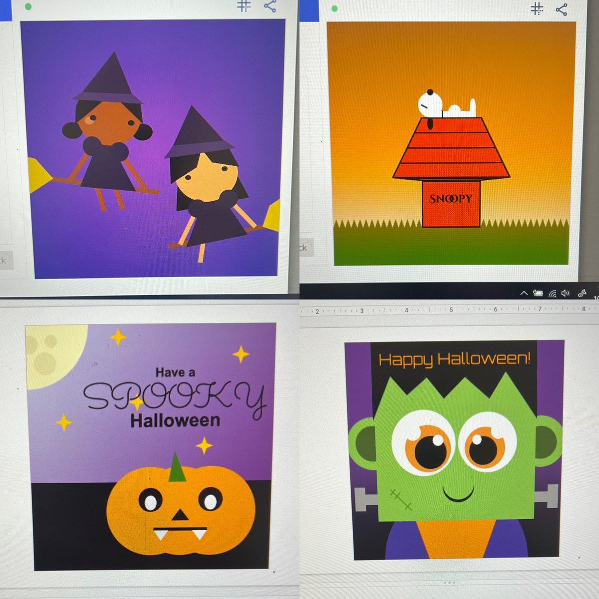 schaffer_WV's tweet photo. This is why I love teaching CompSci. Told my students to create something fall or Halloween themed for their unit project. These are created just using circles, ovals, rectangles, stars, and polygons. I’m loving their creations! 🥰 https://t.co/KxgPMjFcX1