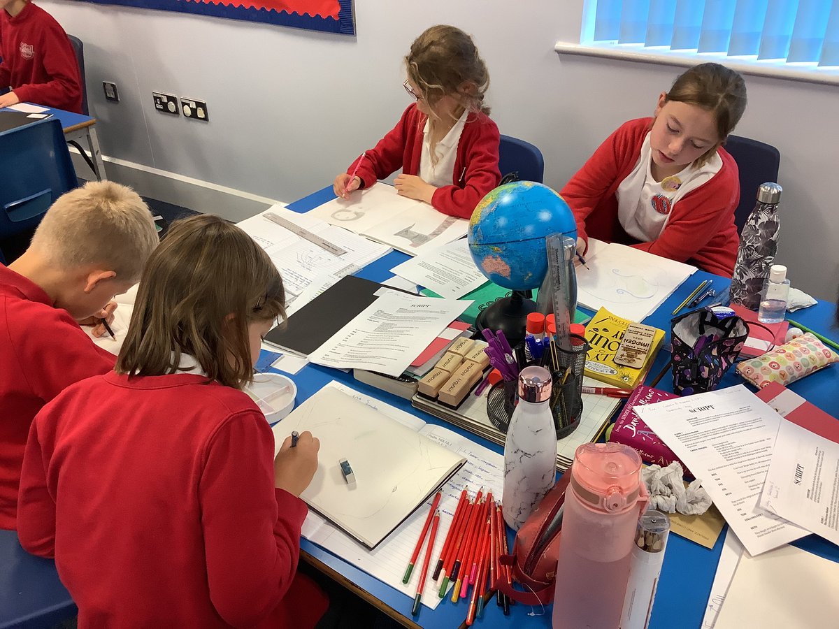 Barfordstpeters's tweet photo. Year 5 are turning Bible verses into their own artwork, showing how people might represent God in different forms. It’s a great chance to practise our new pencil techniques! #bspRE #bspArt https://t.co/ytxFIMDmHY