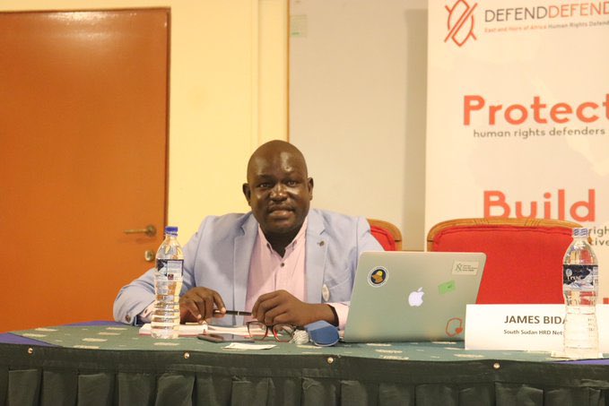 sshrdNetwork's tweet photo. #SouthSudan “In a clarion call, @lmxblack asks for more deliberate resources towards addressing the challenges of #HR Defenders. He acknowledges the positive contribution of partners such as @DefendDefenders @Peaceforce towards strengthening the #SSHRDN network” 

#ForumAchpr73 https://t.co/pqijfjINGh