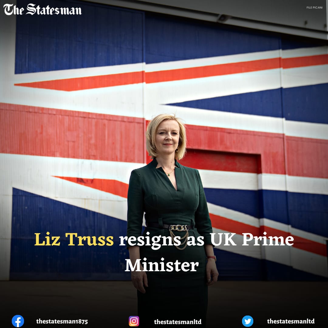 TheStatesmanLtd's tweet photo. UK Prime Minister Liz Truss resigned on Thursday, stating that she recognises "she can not deliver the mandate" on which she was elected.
#LizTruss #LizTrussPM #UKPM
#UKParliament #TrussOutNow
#RishiSunak #Resignation https://t.co/cSE2Namc6v