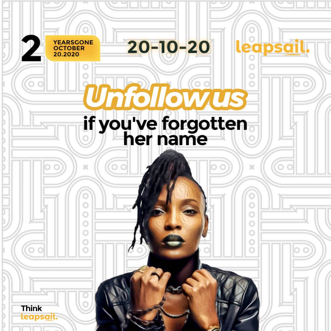 leapsail's tweet photo. years down the line, it still Rings in our heart. 
Indeed a sad day. 

Let’s give a fist to the heroes and legends that fought. 
#EndSARSMemorial2 #LekkiMassacre https://t.co/LkxsHPe050