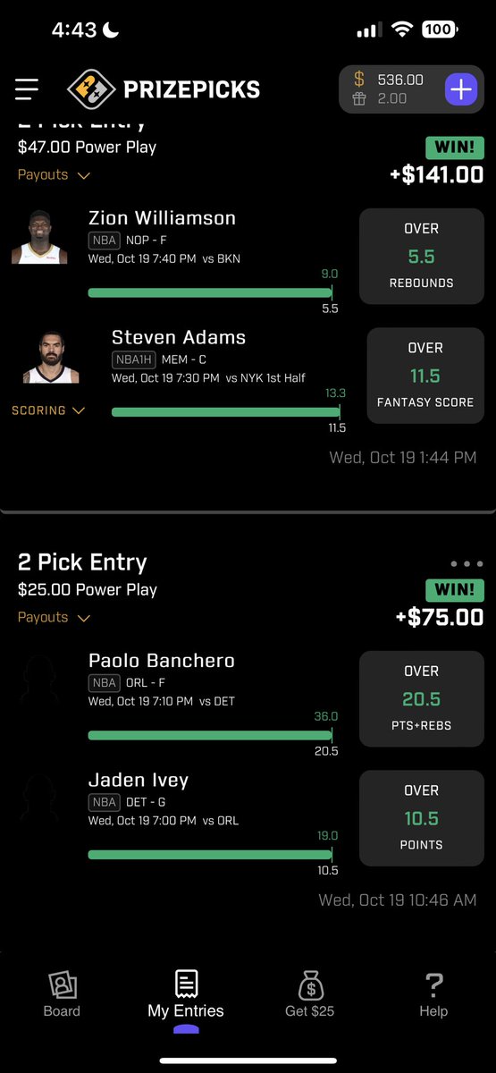 T_Chaney10's tweet photo. Big night from the NBA! Shoutout to @WHSportsBetting for the picks! ✅✅✅ https://t.co/o0SykOs5pV