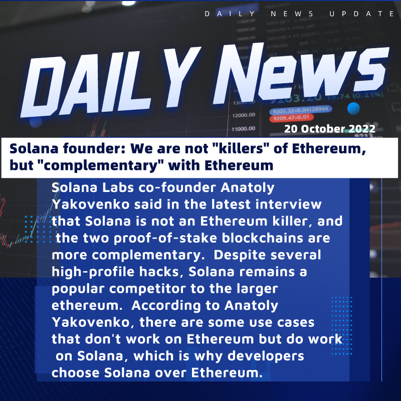 CoinMasterBC_'s tweet photo. Solana founder: We are not "killers" of Ethereum, but "complementary" with Ethereum

Follow @CoinMasterBC for more updates!📣

#cryptocurrency #crypto #cryptking #trader #bitcoin #bitcoinlife https://t.co/f1KEVFvQIK