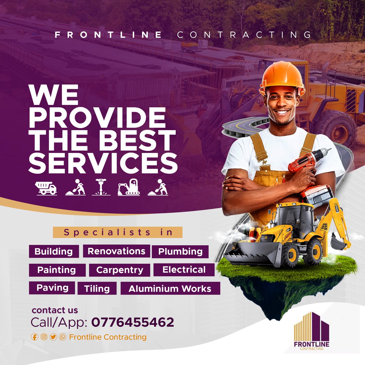 RealTalkFadzie's tweet photo. At Frontline contracting we specialise in all building &amp; renovation works. With a strong background in plumbing, painting, carpentry and electrical you can be sure that all work will be done correctly and within budget on time. 
#Youdreamwebuild👷🏘️

Contact details: 0776455462 https://t.co/L5G2IH2ADs