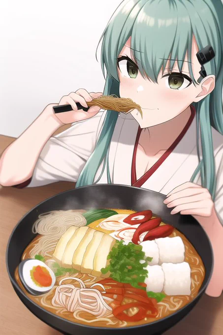 【AI使用】流行りの?鈴谷にラーメン食べるように指示してみました。🍜
ごめんな、鈴谷…あとで好きな物好きなだけ奢ってやるから_(:3 」∠)_ 