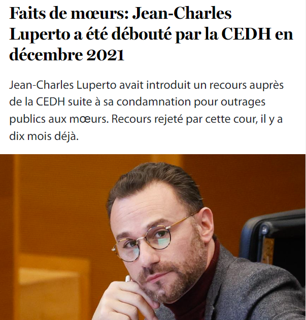 Hasard de l'actualité, le même jour:
- une chronique TV s'insurge de l'absence de mesures contre un échevin visé par des plaintes pour faits de mœurs;
- on peut rester député et bourgmestre malgré un condamnation définitive (après 3 recours) pour faits de mœurs.