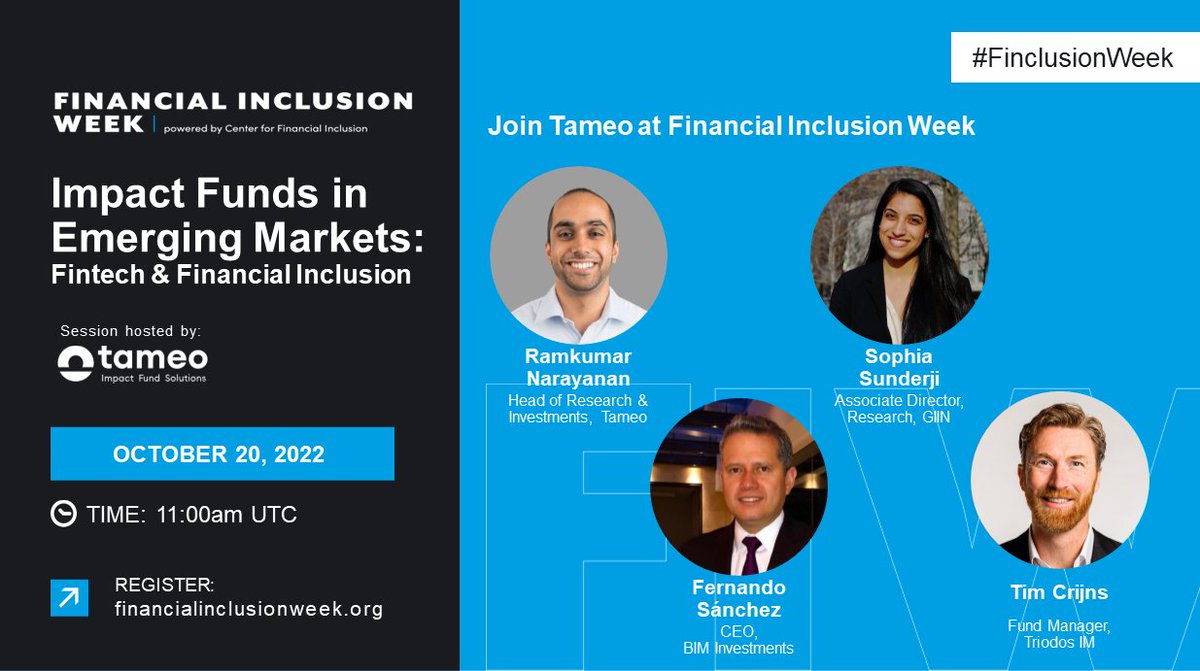 Tameo Impact Fund Solutions (@tameosolutions) on Twitter photo Join us today at #FIW22 for a convo w/<a href="/theGIIN/">GIIN</a> & viewpoints from 2 asset managers.
financialinclusionweek.org/2022-registrat…
#FinclusionWeek #impinv #financialinclusion
Thx report sponsors:
<a href="/CFI_Accion/">Center for Financial Inclusion (CFI)</a> <a href="/MFA_Lu/">MFA Luxembourg 🇱🇺</a> <a href="/SymbioticsNews/">Symbiotics</a> <a href="/alphamundi/">AlphaMundi Group Ltd</a> <a href="/VisionMicrofin/">vision microfinance</a> <a href="/Incofin/">Incofin</a> <a href="/INOKSCapital/">INOKS Capital</a> @innpactsa <a href="/SPF_PR/">笹川平和財団 Sasakawa Peace Foundation</a> Join us today at #FIW22 for a convo w/<a href="/theGIIN/">GIIN</a> & viewpoints from 2 asset managers.
financialinclusionweek.org/2022-registrat…
#FinclusionWeek #impinv #financialinclusion
Thx report sponsors:
<a href="/CFI_Accion/">Center for Financial Inclusion (CFI)</a> <a href="/MFA_Lu/">MFA Luxembourg 🇱🇺</a> <a href="/SymbioticsNews/">Symbiotics</a> <a href="/alphamundi/">AlphaMundi Group Ltd</a> <a href="/VisionMicrofin/">vision microfinance</a> <a href="/Incofin/">Incofin</a> <a href="/INOKSCapital/">INOKS Capital</a> @innpactsa <a href="/SPF_PR/">笹川平和財団 Sasakawa Peace Foundation</a>