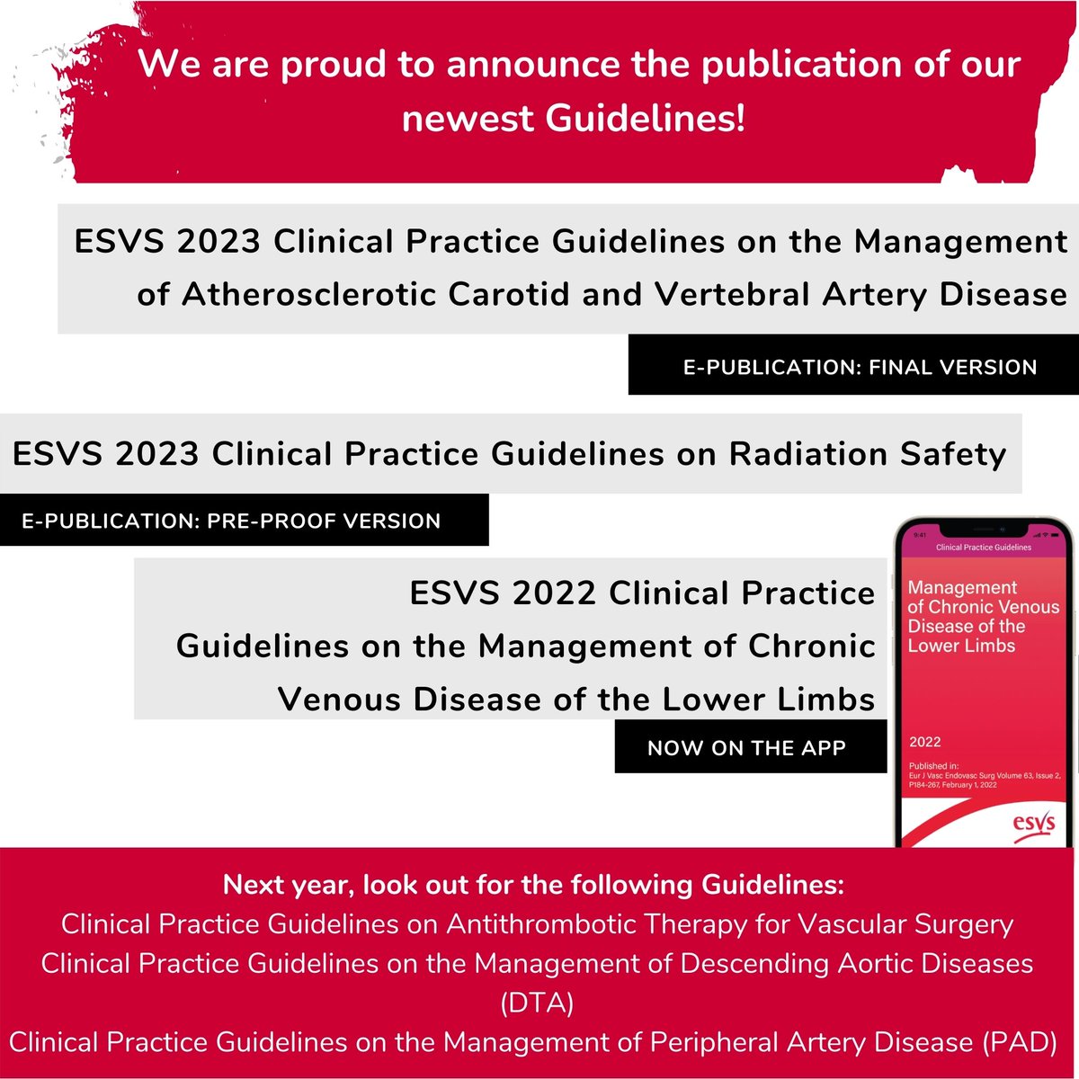 Have you noticed yet? We have released new Guidelines on the app and as e-publications! Find out more here: esvs.org/guidelines