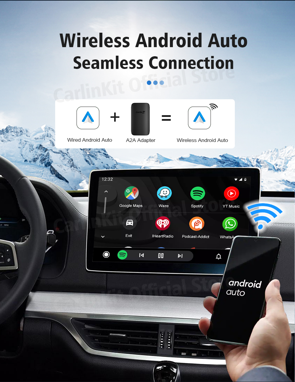 2022-A2A-Wireless Carlinkit Android Auto Adapter For Wired Android