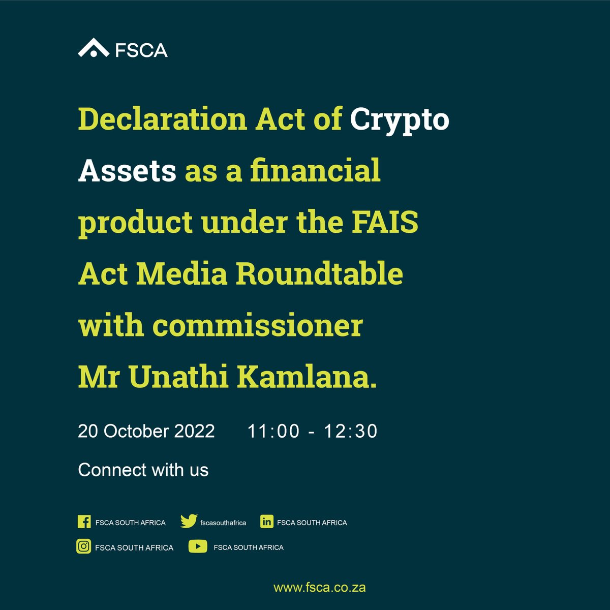 LIVE] Today is the media roundtable for the release of the declaration of  crypto assets as a financial product under the FAIS Act. We will be  live-posting the key updates here. #crypto #