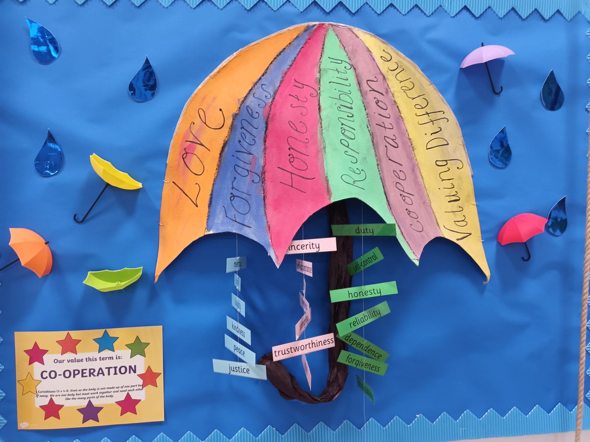 Our Christian values are important to us.  The value we are currently focusing on is cooperation