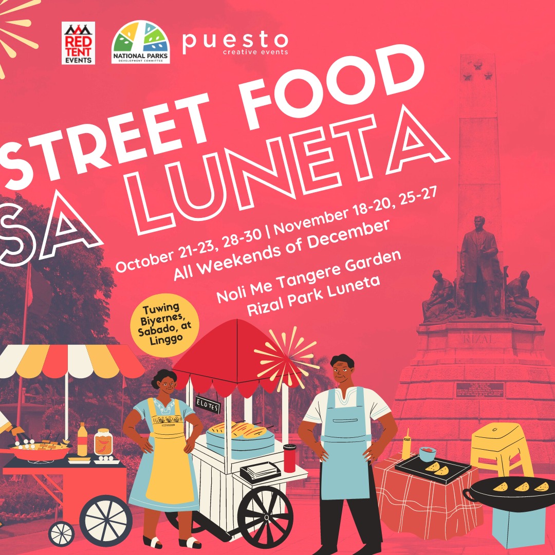 NPDC_PH's tweet photo. Craving for something? Tara, #FoodTripTayoSaLuneta!

Starting 21 October 2022 you may drop by at the Noli Me Tangere Garden, Rizal Park Luneta to try out various street foods ranging from Filipino, Korean, Japanese, and more! Stalls are open from 10:00 a.m. to 8:00 p.m. https://t.co/sm8tcDKkWp