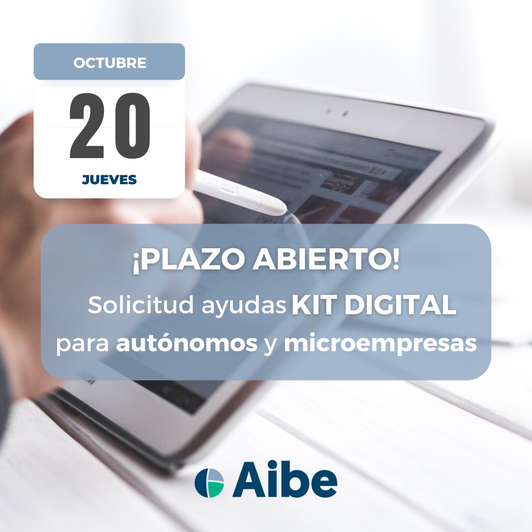 aibe_group's tweet photo. 📣¡¡¡𝗣𝗟𝗔𝗭𝗢 𝗔𝗕𝗜𝗘𝗥𝗧𝗢!!!📣

Hoy se abre el plazo para la presentación de solicitudes de las ayudas Kit Digital para autónomos 👤 y empresas de entre 0 y 2 trabajadores 👥.
Consigue tu bono de 𝟮.𝟬𝟬𝟬€ para digitalizar tu empresa:

☎️ 951 701 677 https://t.co/2ghIbMjtCA