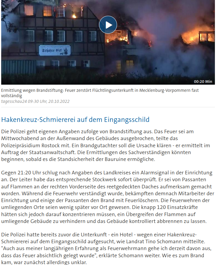 30 years after the racist, deadly arson attacks in #Mölln, shelters for #refugees are burning again in #Germany. Before the newest arson attack occurred, the hotel in #MecklenburgVorpommern was marked with a #swastika.

#NoNazis #AllRefugeesWelcome
#NationalismusRausAusDenKöpfen