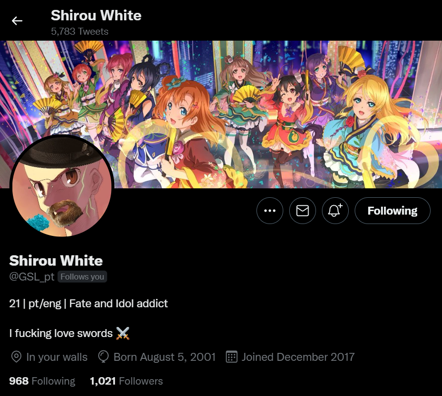 DivineLycoris's tweet photo. STOP FOLLOWING ME, FOLLOW MY MAIN AND MY BF INSTEAD, PLEASE IM BEGGING YOU, I WILL NOT BE POSTING LIKE ANYTHING AFTER SHIROU DAY ON THIS ACCOUNT https://t.co/tUywHdShnW